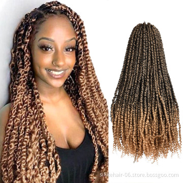 Low Price 24Inch Ombre Brown Long Pre-Twisted Spring Bomb Braids Bulk Passion Twist Crochet Braiding Synthetic Hair Extensions
